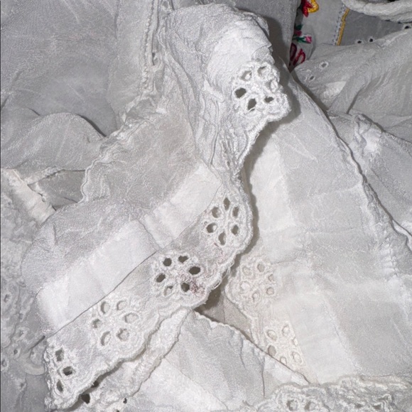 Johnny Was Size Extra Small Egg Shell Off White Sheer Tunic Long Sleeve Top Cute - Picture 6 of 15